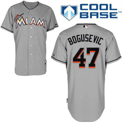 Brian Bogusevic #47 Youth Baseball Jersey-Miami Marlins Authentic Road Gray Cool Base MLB Jersey